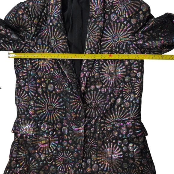 Rebecca Minkoff Blazer Jacket Womens 0 Black Base/Iridescent Maximalist Textured - Picture 3 of 15